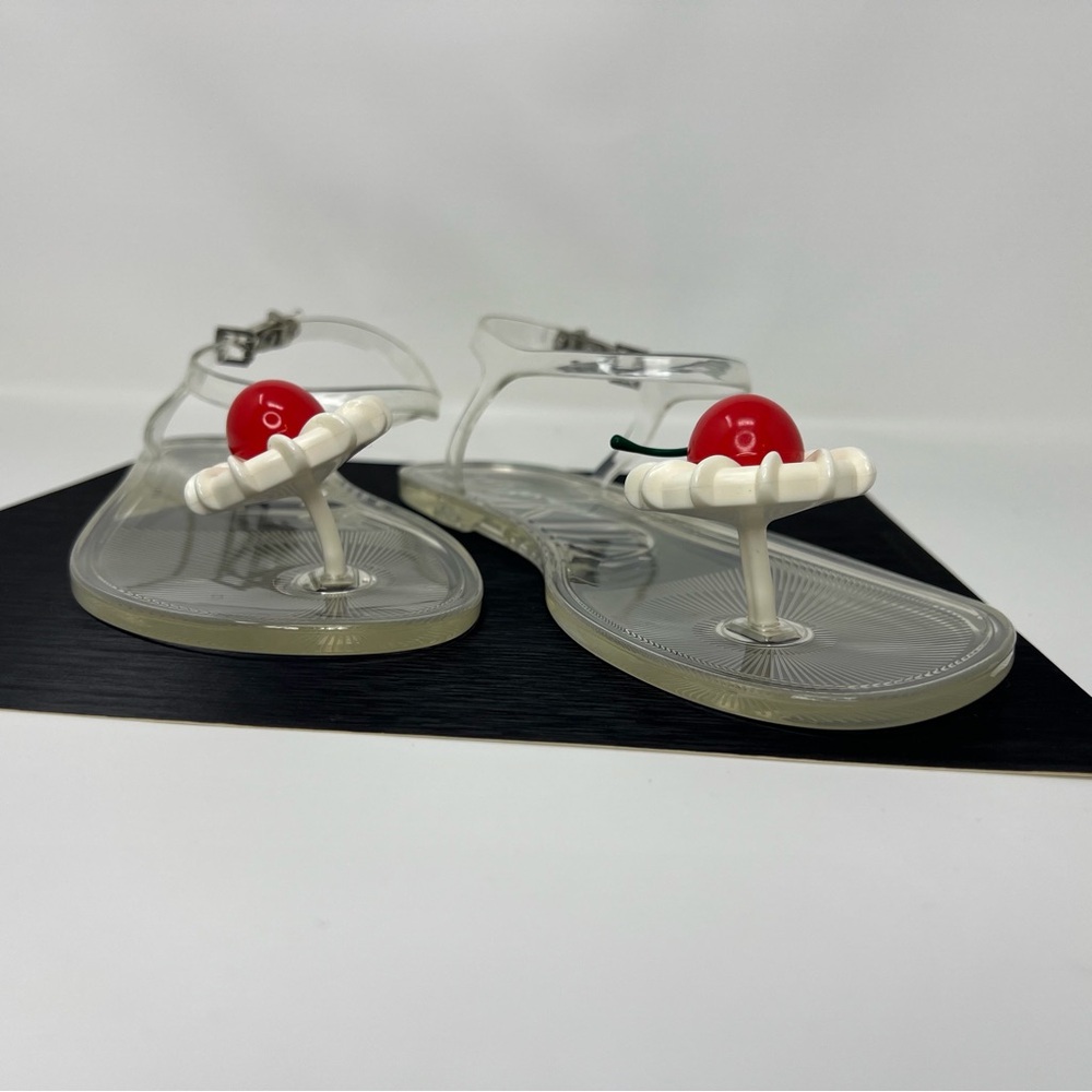 Katy Perry Collections Clear Jelly Sandals with Red Cherry and White Flower - Picture 7 of 16